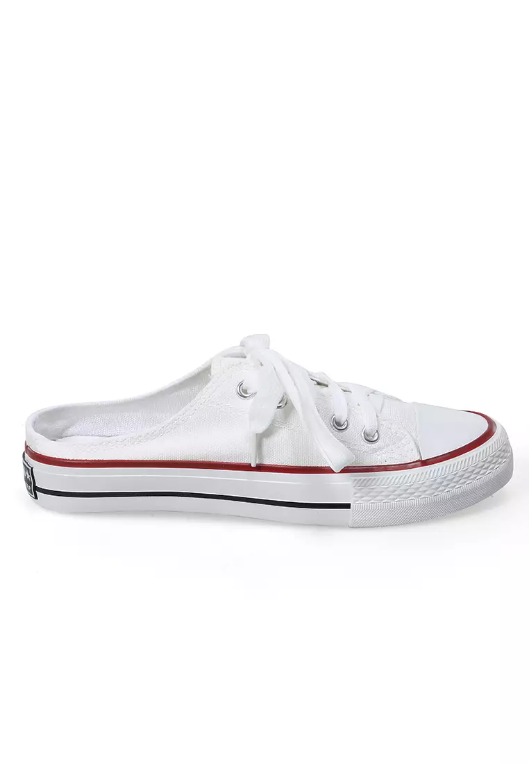 Sneakers Slip On Casual Pria Wanita Tali Ikat Comfortable - White