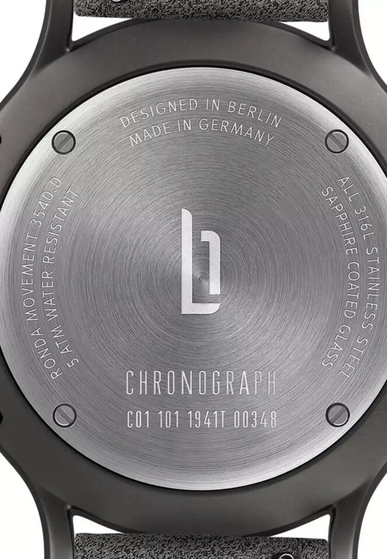 Chronograph Dark Silver White - Leather Strap