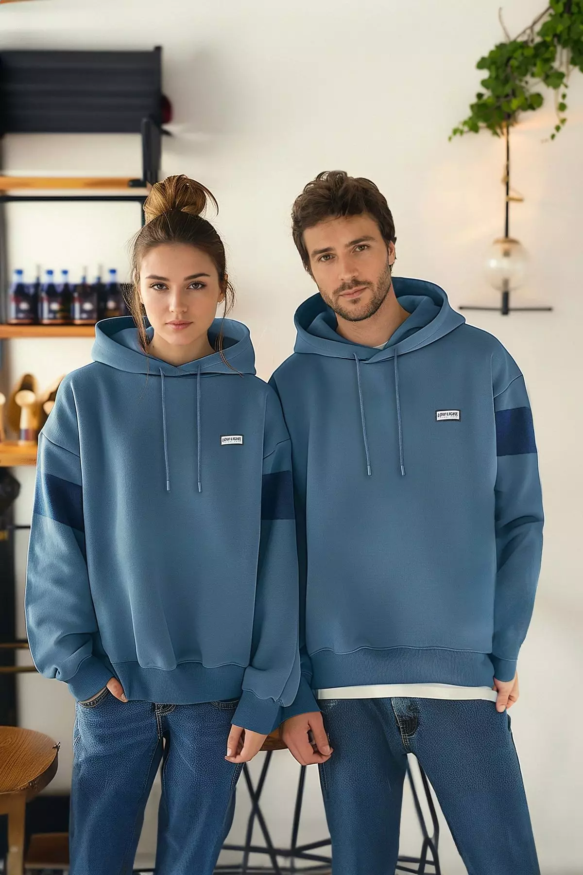 Jual Trendyol Indigo Oversize/Wide Cut Labeled Color Blocked