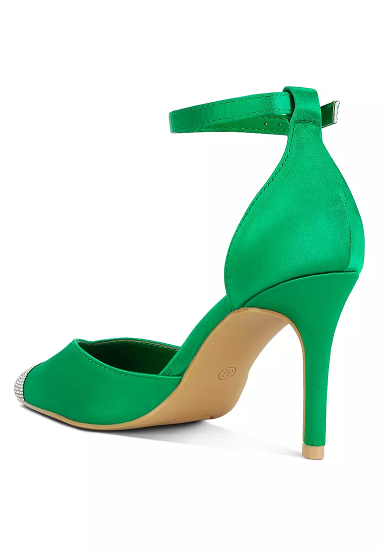 Green Toe Cap Embellished Sandals