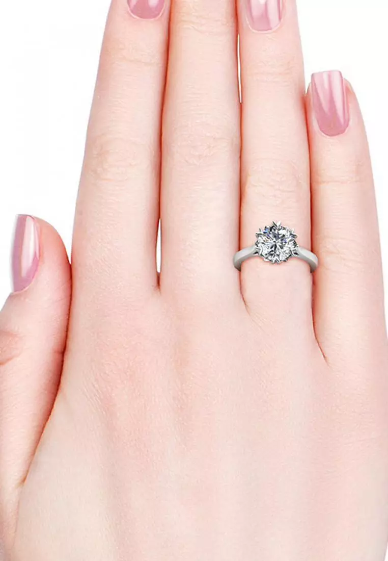 Berlian Moissanite Le Fond Ring [GRA CERTIFICATE MOISSANITE DIAMOND] - Cincin 1carat Moissanite Diamond 925 Silver Celesta by Her Jewellery