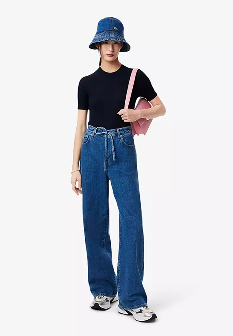 Short Sleeved Merino Wool Rib Knit Sweater