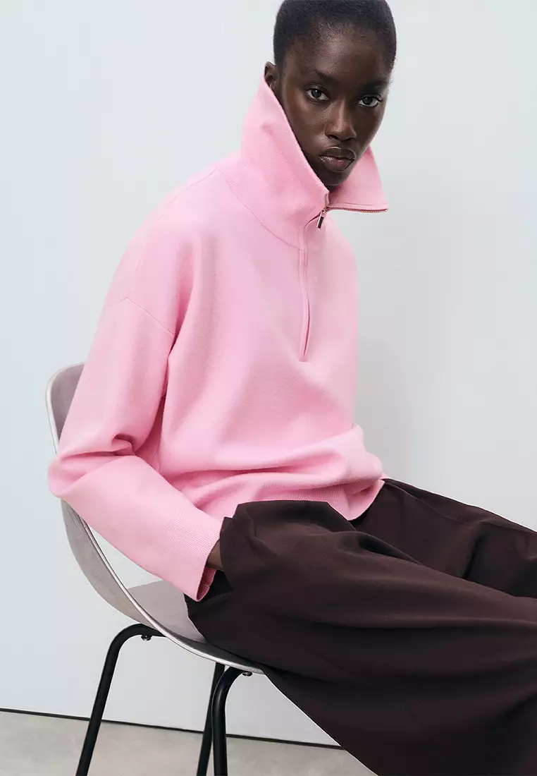 Mango Knitted Sweater with Zip Collar 2025 Buy Mango Online