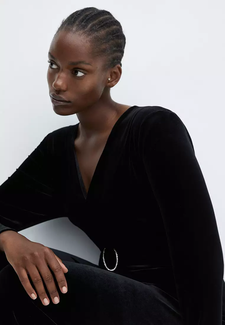 Mango black sale velvet jumpsuit