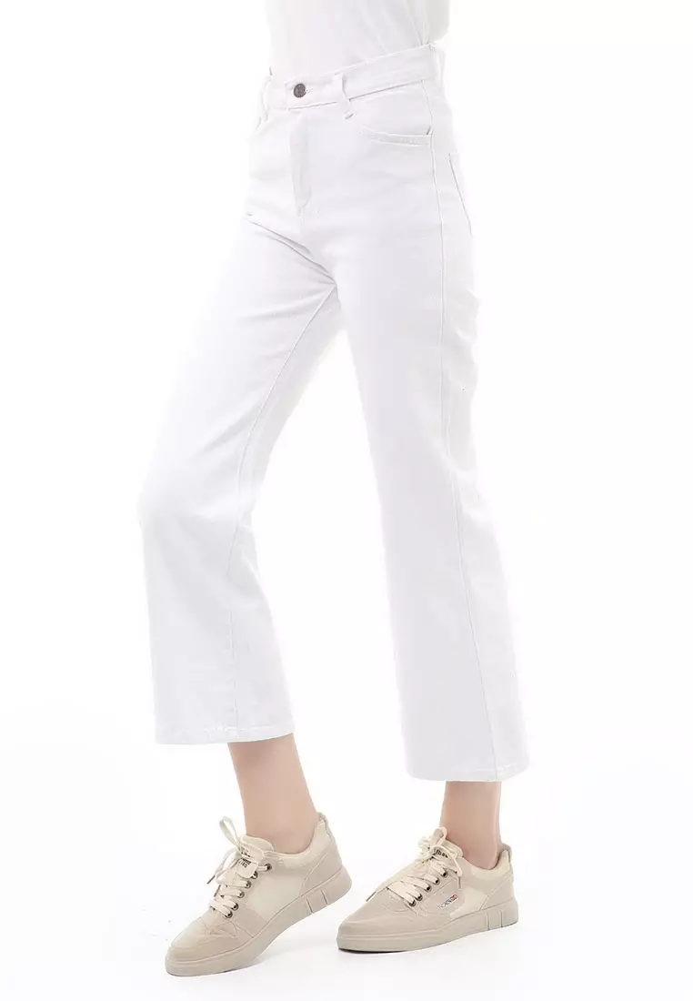 Jourel Celana Panjang Boyfriend Kulot Wanita Korean Style Material Denim ORIGINAL - White