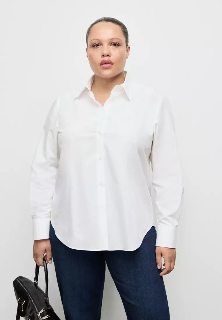Cotton And Lyocell Blend Straight Shirt