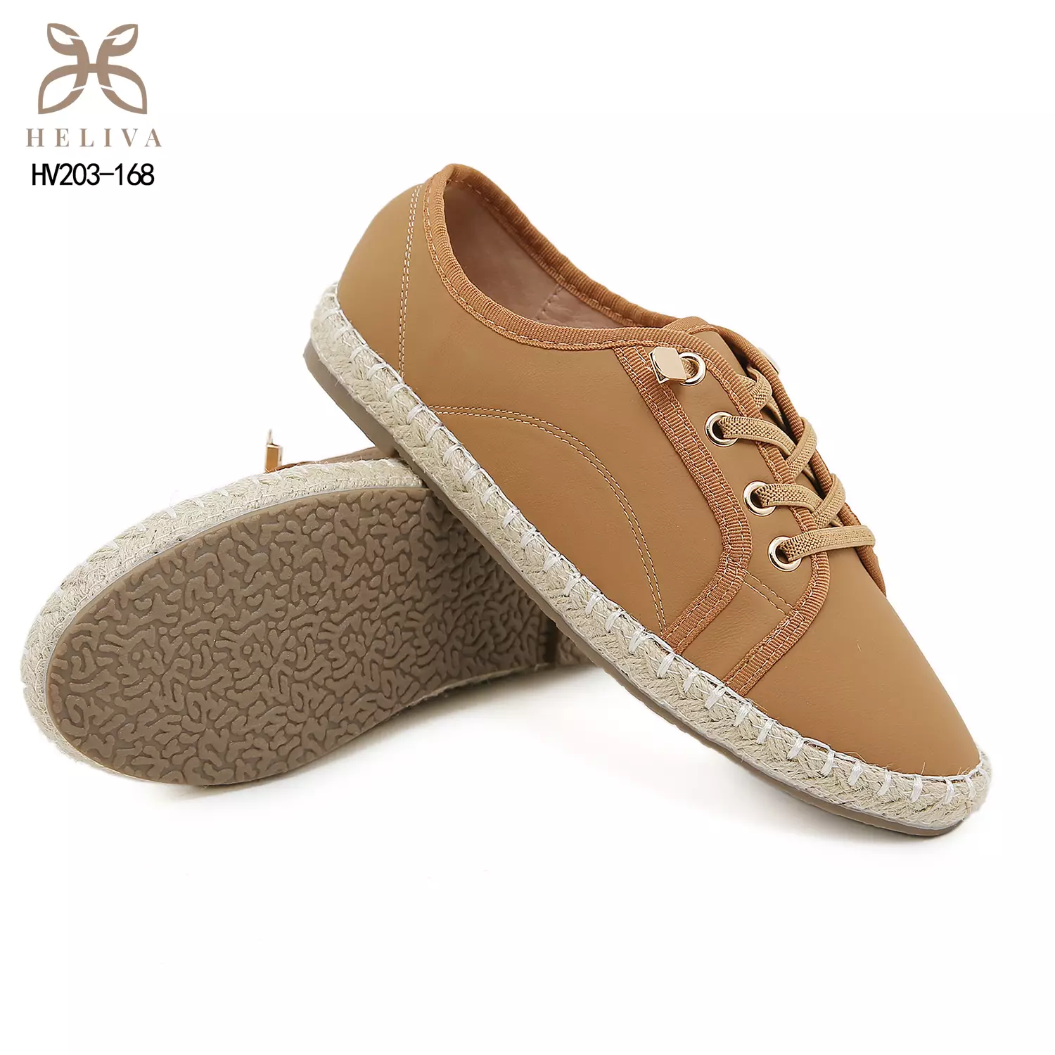 HELIVA MILEN Sneakers Casual Wanita Sol Anyaman Espadrille dan Dekorasi Gold Chain HV203-186