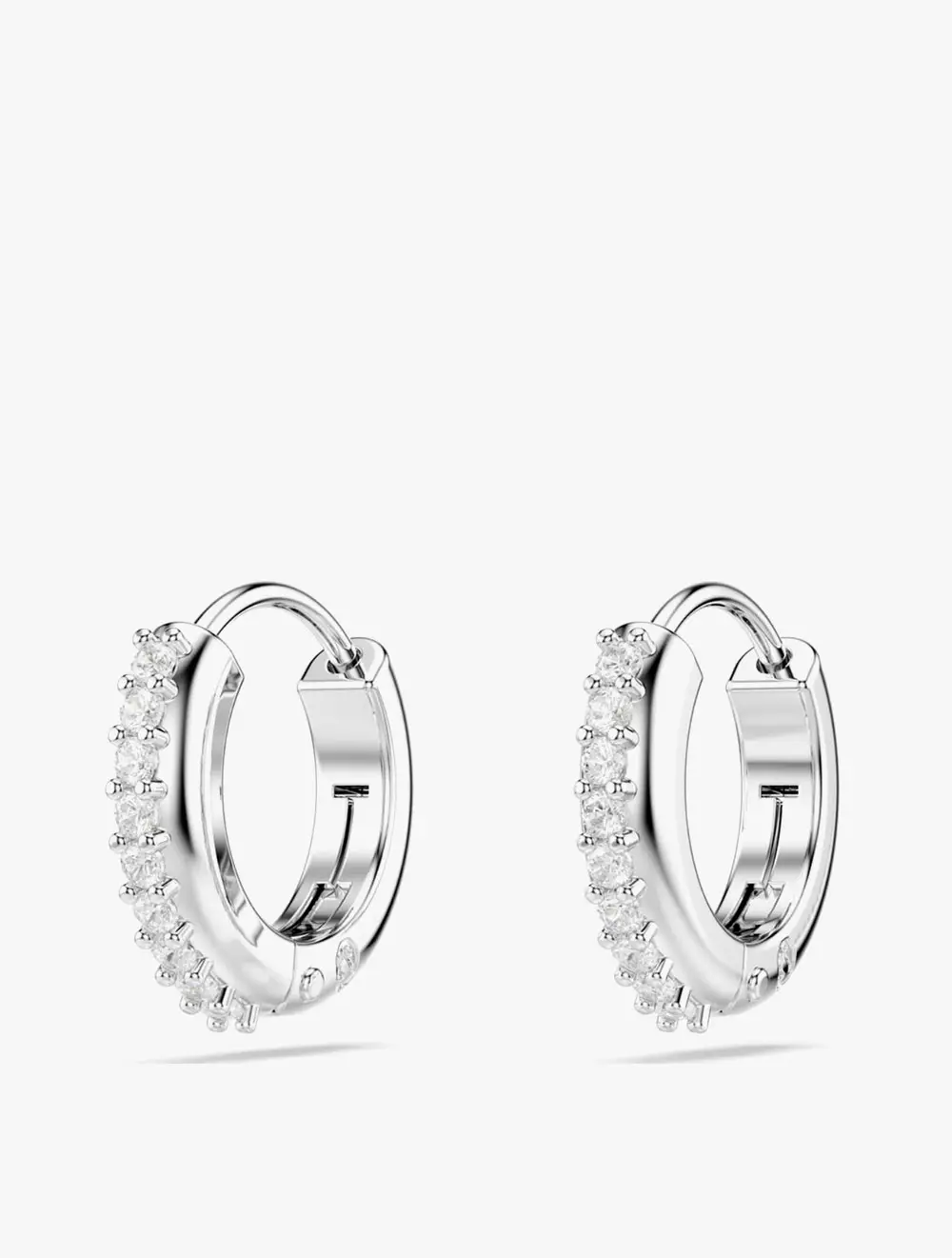 Matrix Hoop Earrings, Round Cut, White, Rhodium Plated - White