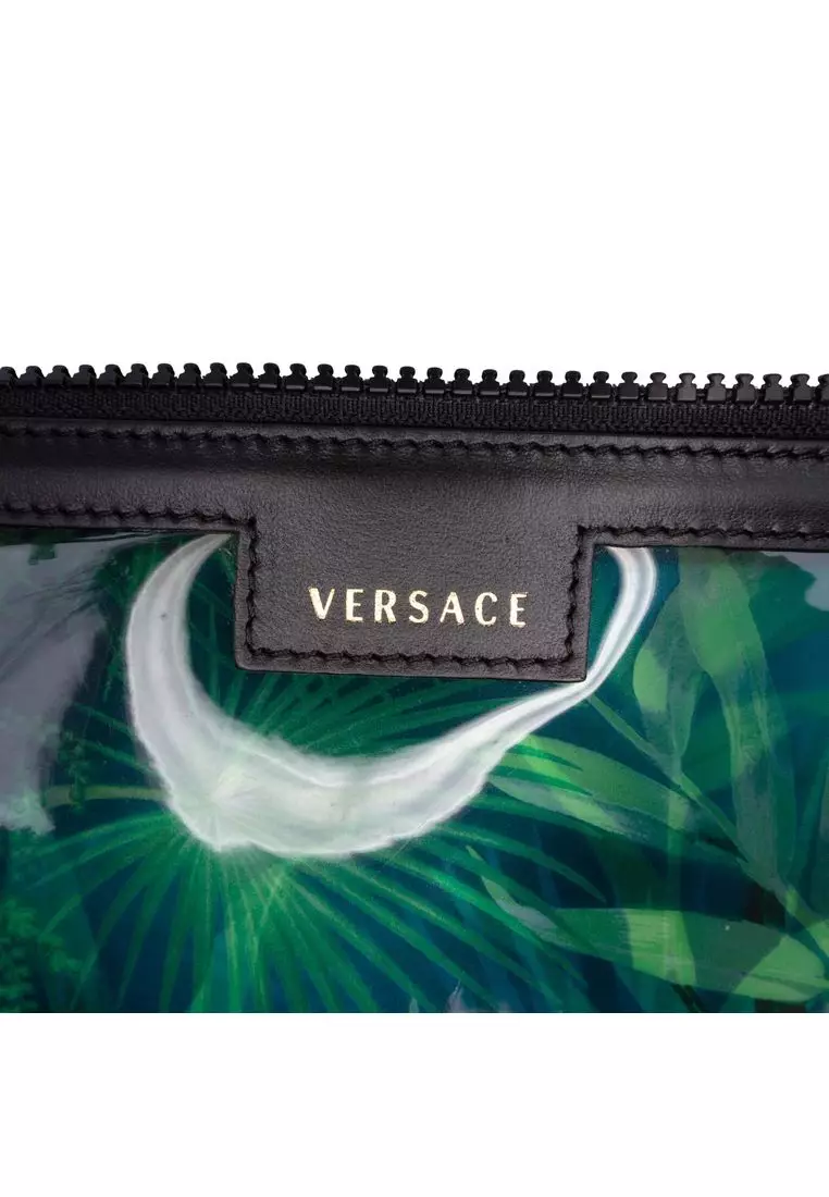 Pre-Loved Versace Pvc Jungle Print Zipped Clutch