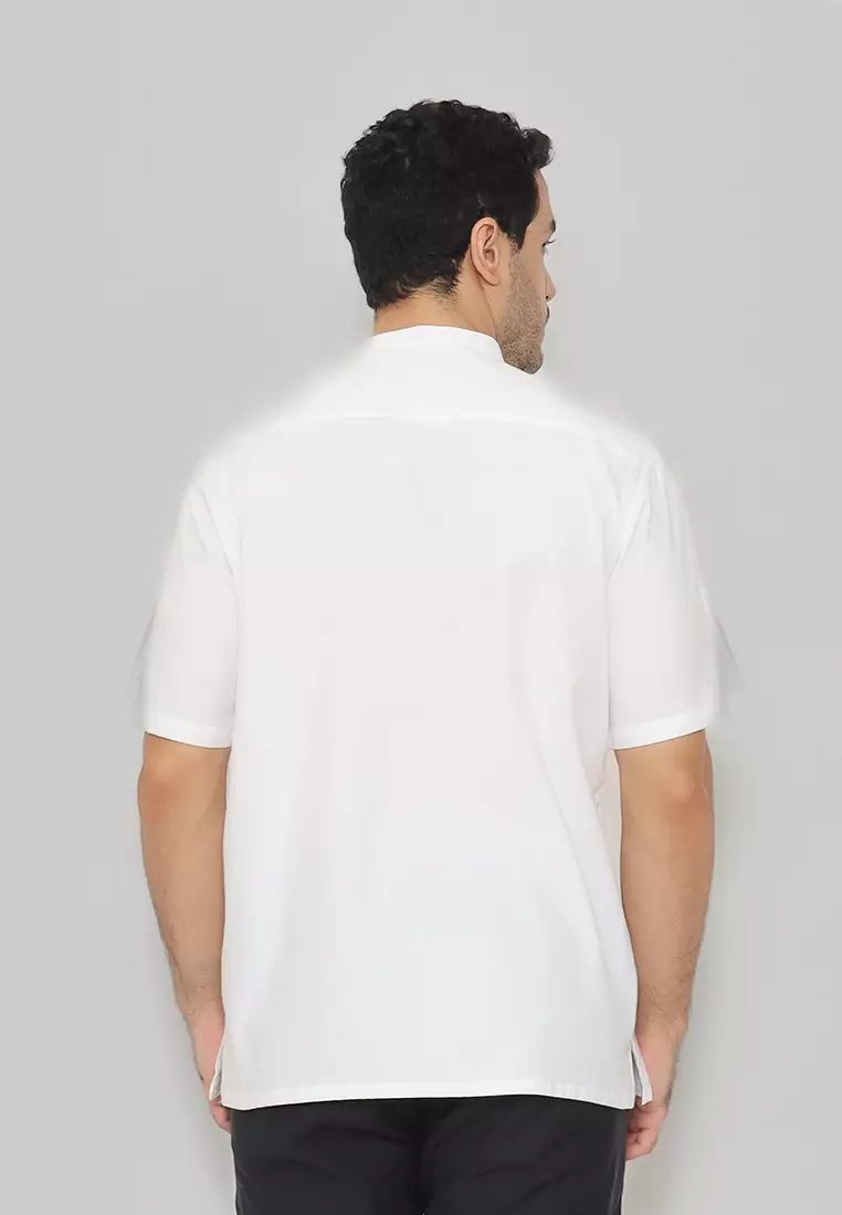 MOC - Kemeja Shanghai Lengan Pendek Pria Habibi - White