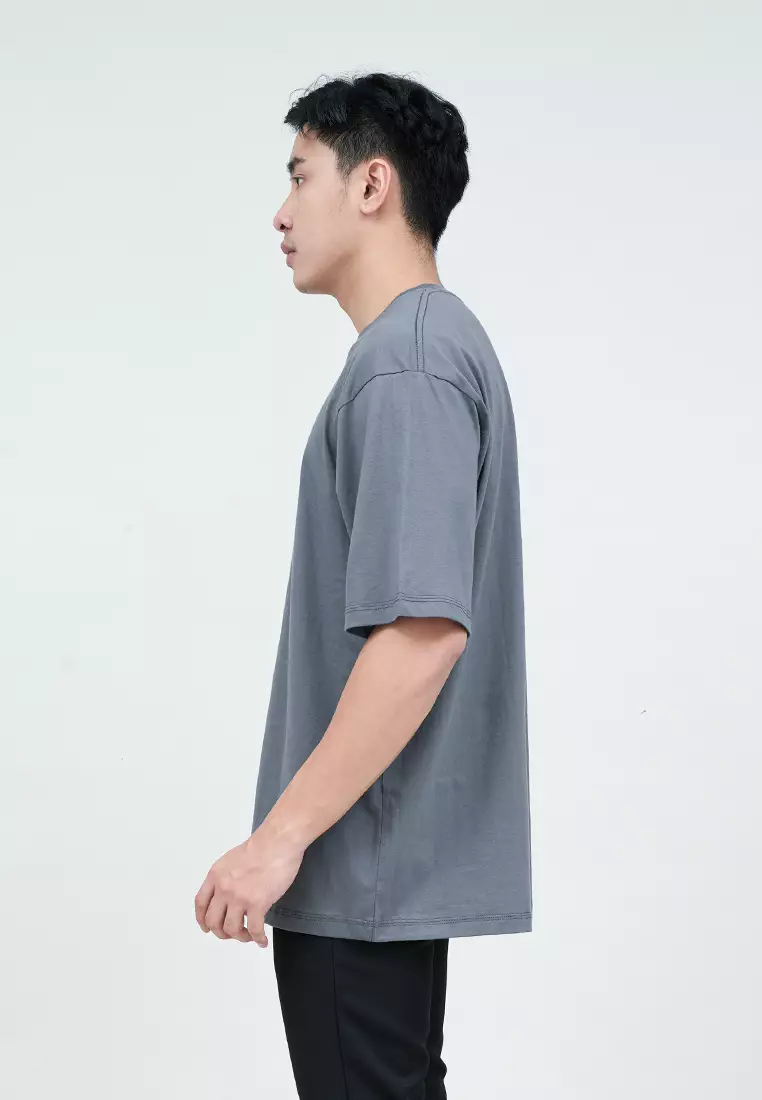 Houseofcuff Kaos Oversized T-shirt Pria Unisex Tebal Oversize Abu Tua