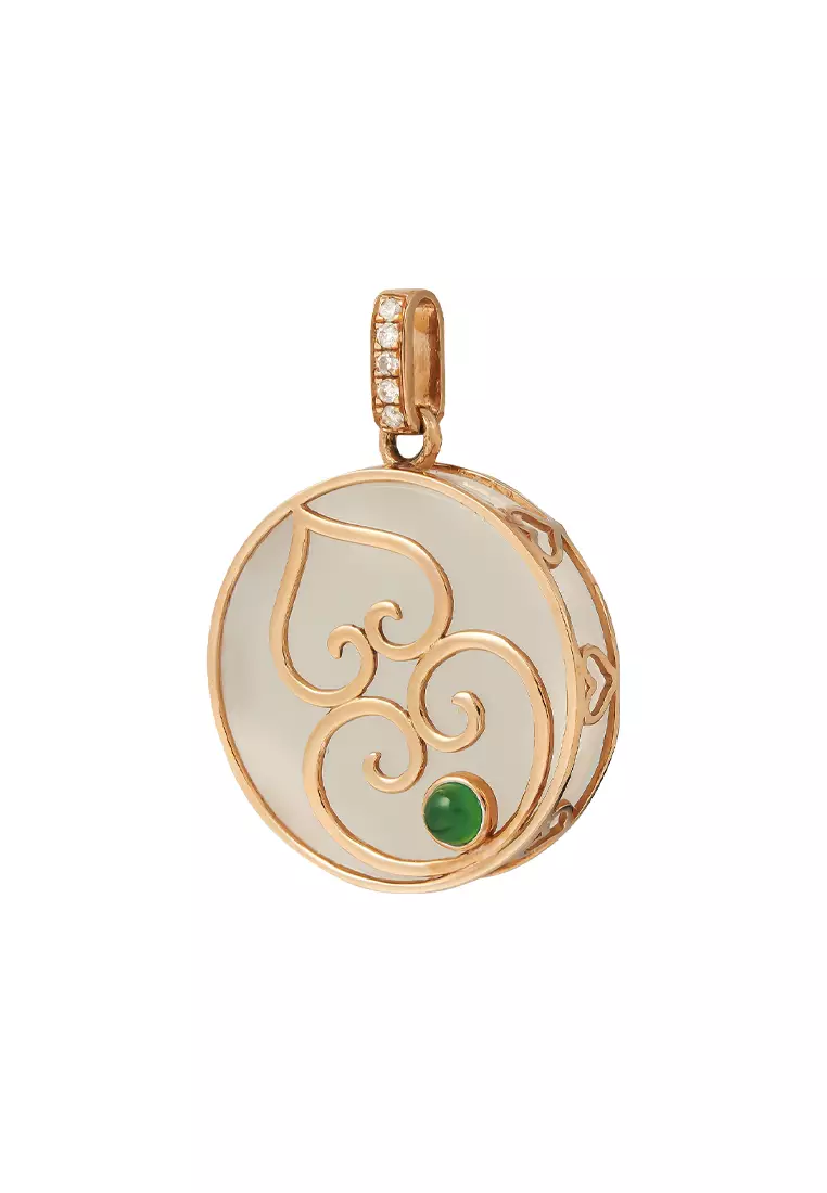 TOMEI Nephrite Collection Hulu Pendant, Rose Gold 750