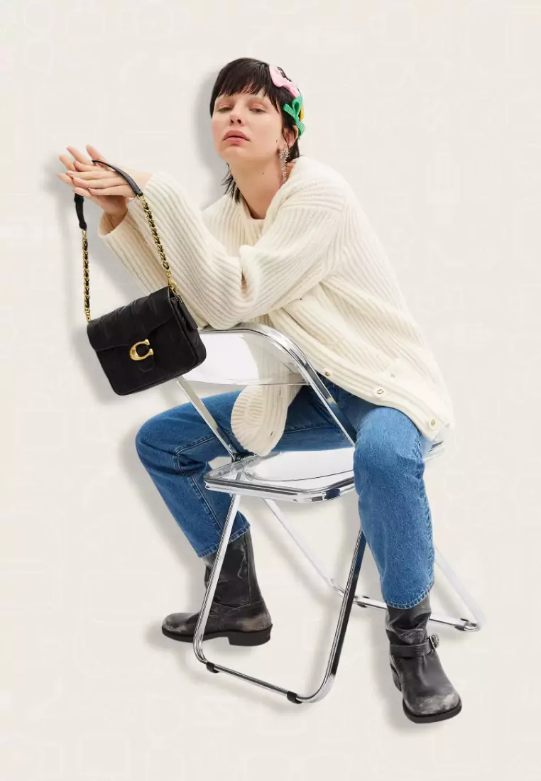 Coach Times Square Tabby Shoulder Bag 17 With Quilting Black