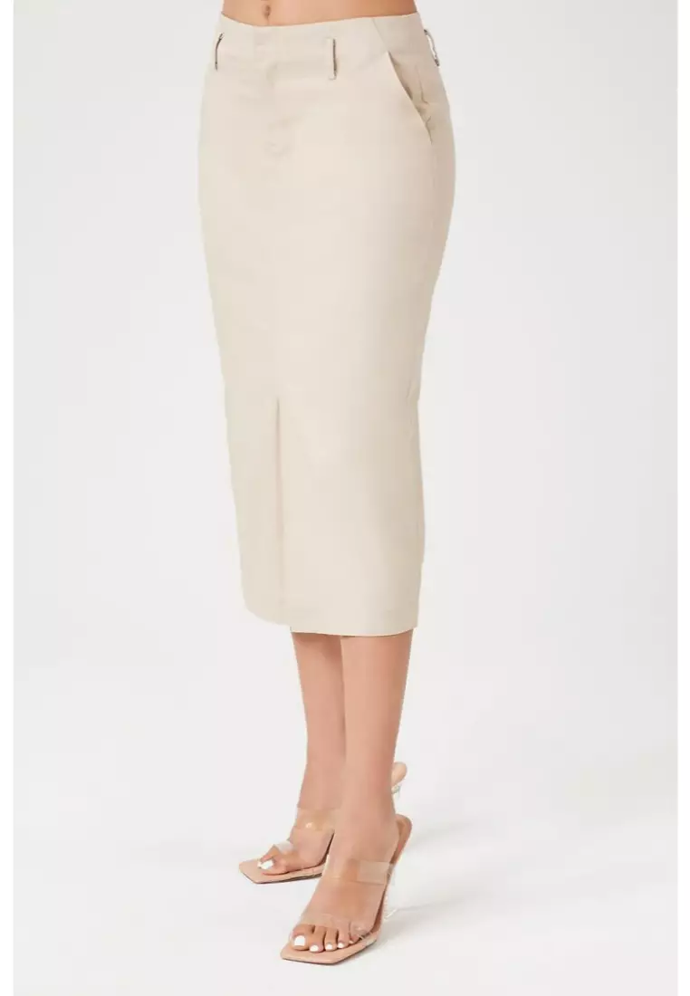 Buy FOREVER 21 Cotton Blend Pencil Midi Skirt 2024 Online ZALORA