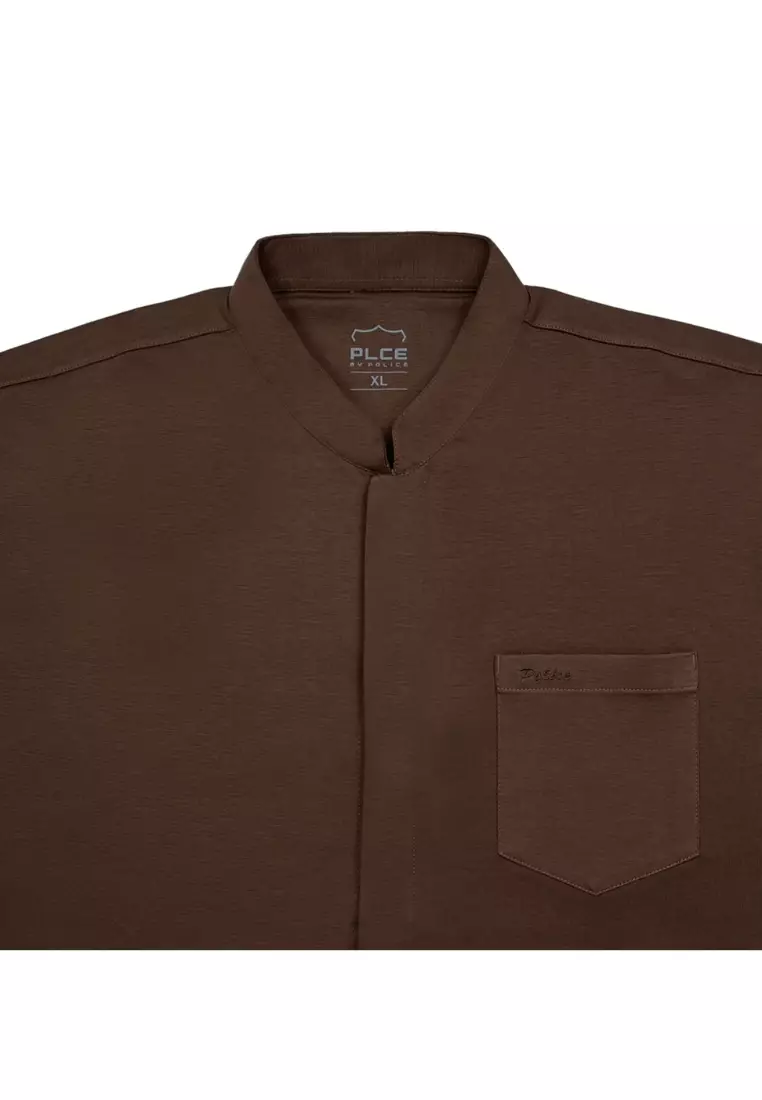 POLICE Kemeja Koko Polos Spandex Slub Premium Regular Fit Pria