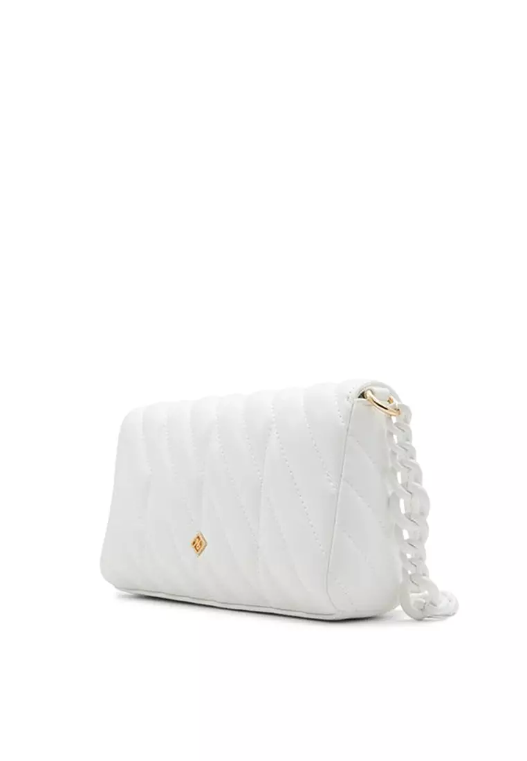 White quilted purse top