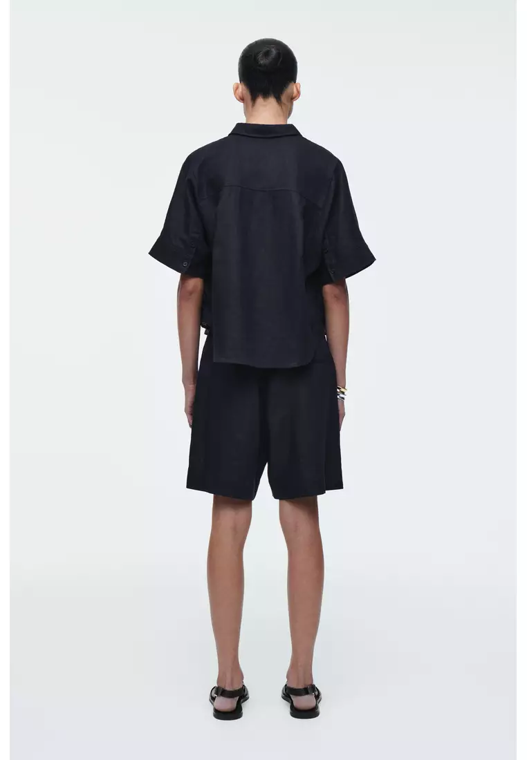 TAILORED ELASTICATED LINEN SHORTS