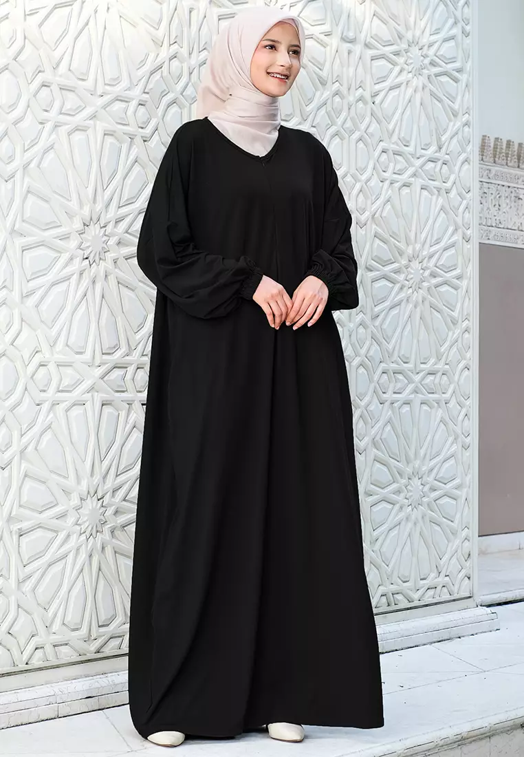 JV Hasanah Abaya Rayon Black | Gamis Abaya Rayon Jumbo Busui