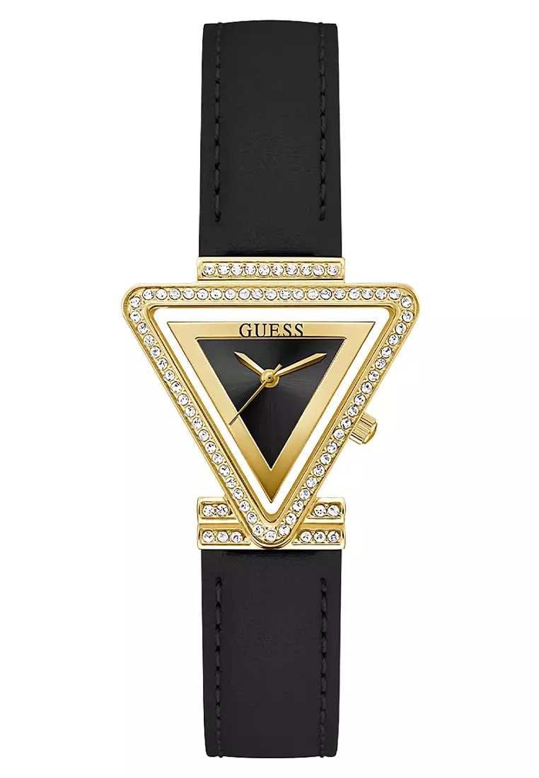 Guess GW0504L5 - Jam Tangan Wanita - Gold - Black Leather Strap