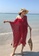 LYCKA red BC1068 Lady Beachwear Long Breezy Beach Cover-up Red 10EC8USD6E97BEGS_2