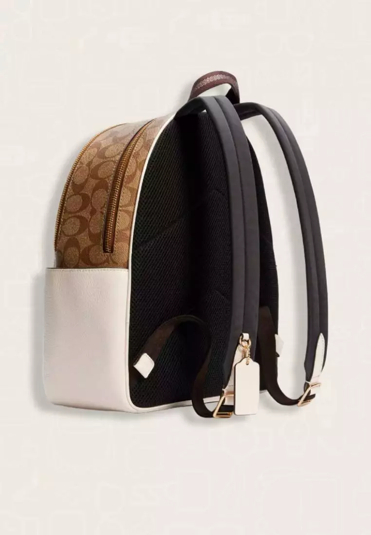 Coach Court Backpack In Signature Canvas Khaki Chalk