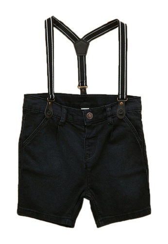 LC Waikiki black and grey Baby Boy's Denim Shorts With Suspenders AB53DKADEF55ACGS_1