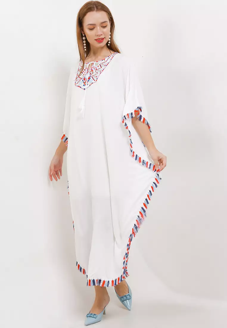 Tassel Detail Emb Kaftan