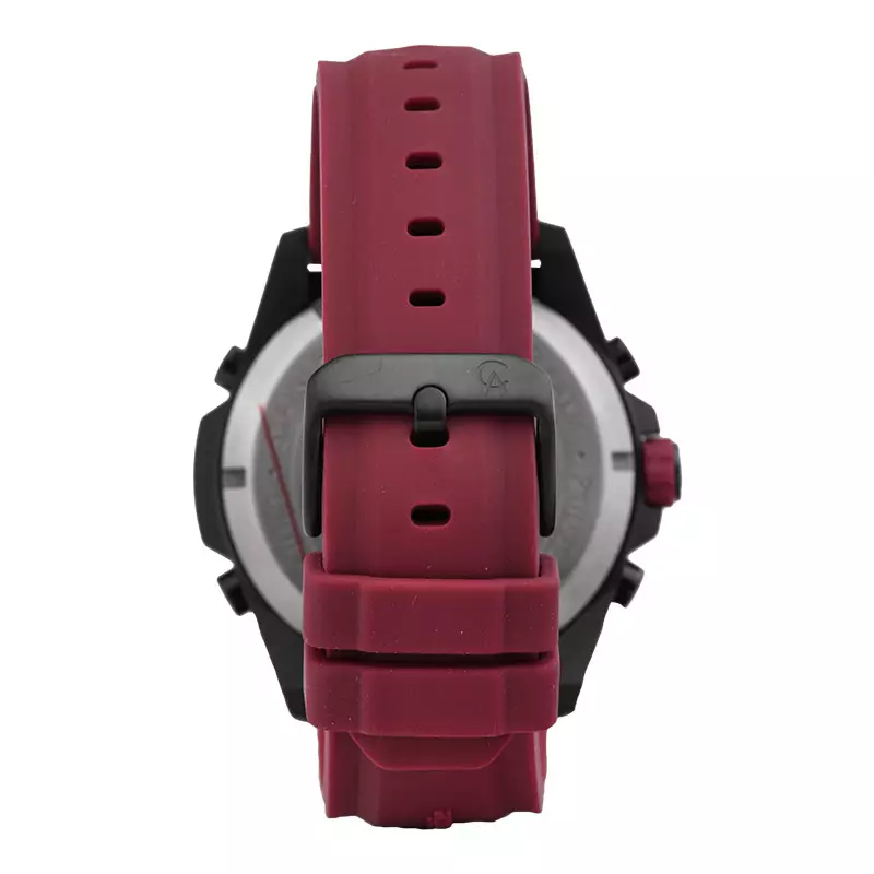 Jam Tangan Pria Alexandre Christie Digi AC 9370 MH RIPBARE Men Digital Analog Dial Red Rubber Strap