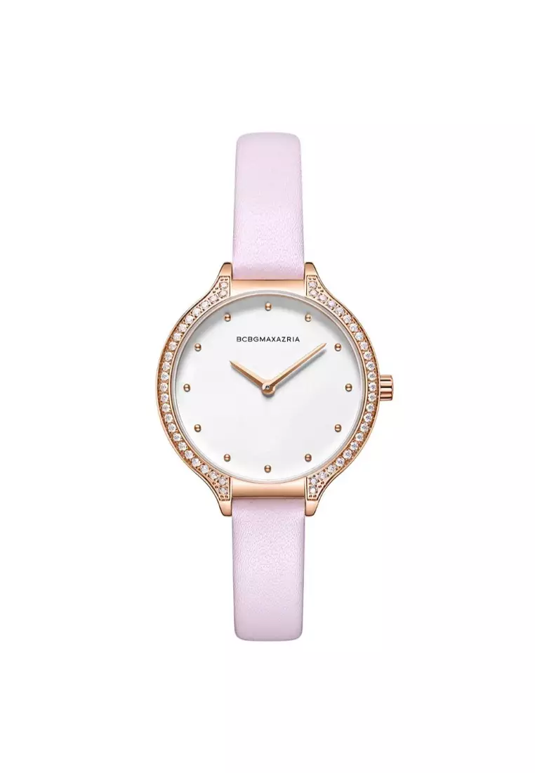 BCBG BCBGMAXAZRIA BG50678004 Rose Gold and Pink Leather Watch 2024