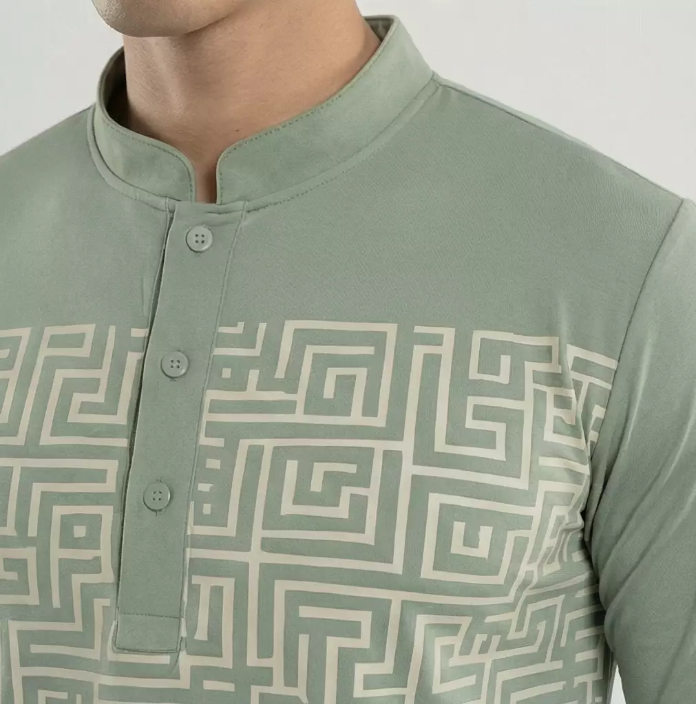 TDACTIVE Kaos Koko Pria Lengan Panjang Hijau Sage Drifit MSB44