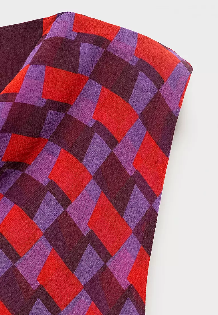 Printed Blouse with Draped Collar