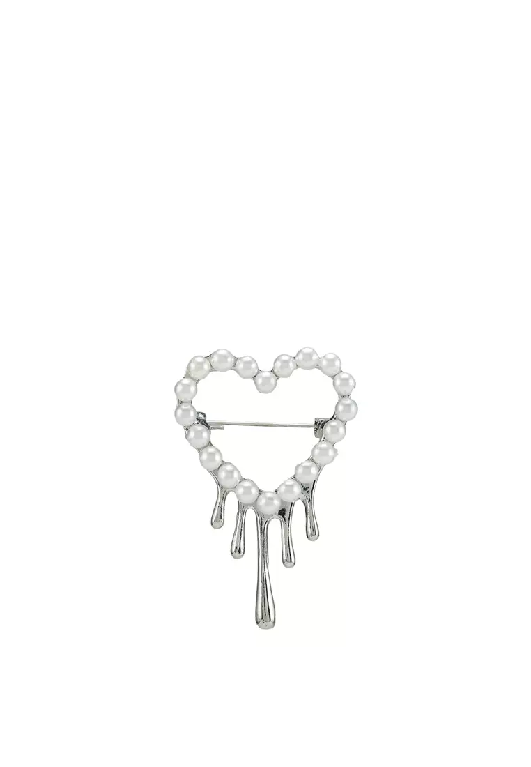おすすめ【8 by YOOX】 MELTING HEART & BEADS BROOCH ブローチ 8 By YOOX MELTING HEART & BEADS BROOCH | ブローチ ブラック