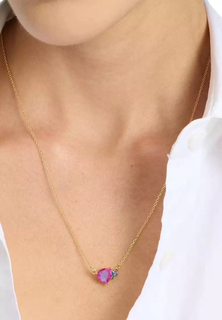 Shine Me Up Pendant Necklace - Red Multi KJ393