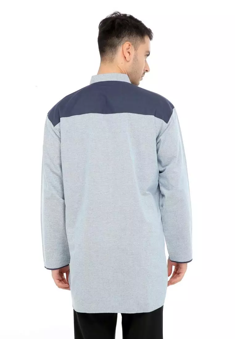 Baju Koko Gamis Muslim Pria Asraf - Biru