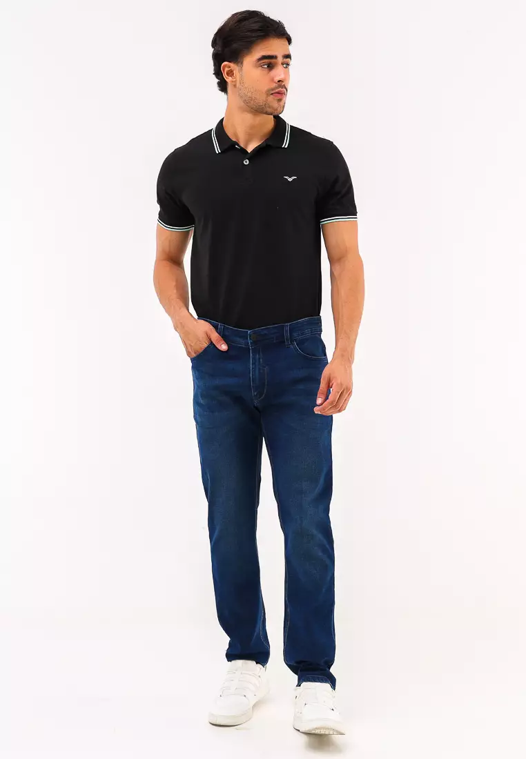 Denim Long Pants Slim Tapered Fit Stretch