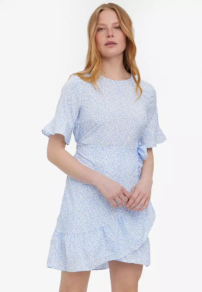 Shirred Waist Button Front Shirt Dress