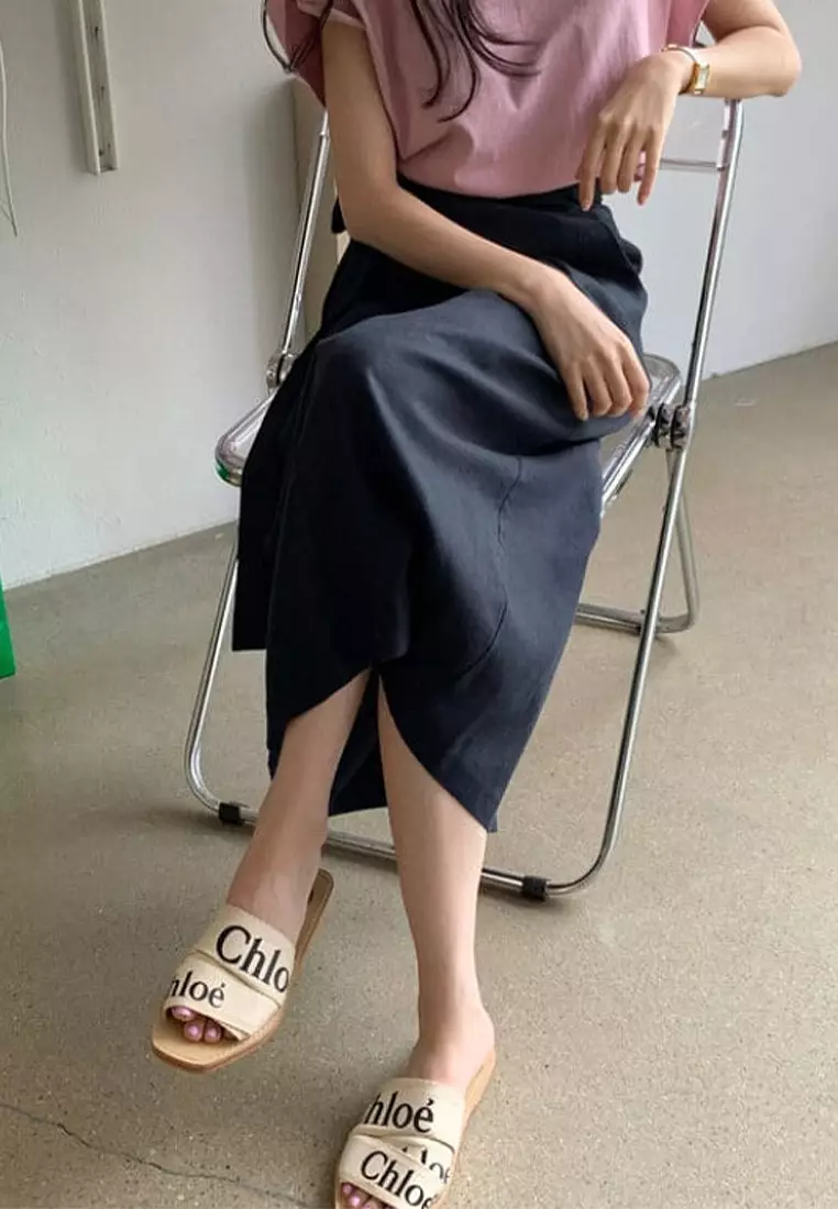 New loose short-sleeved T-shirt + strappy high-waist skirt suit CA24032539PI