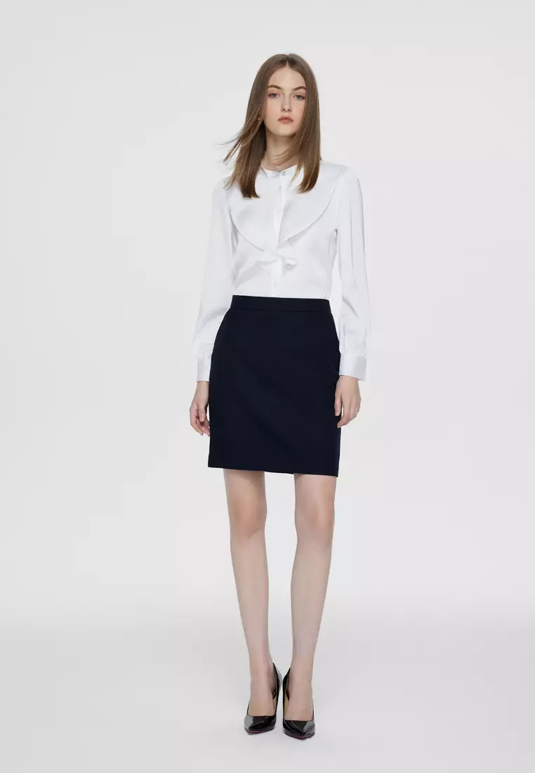 Polyester Stand Collar Blouse