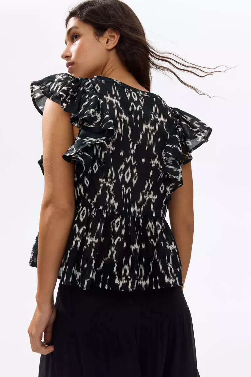 Frill-trimmed cotton top