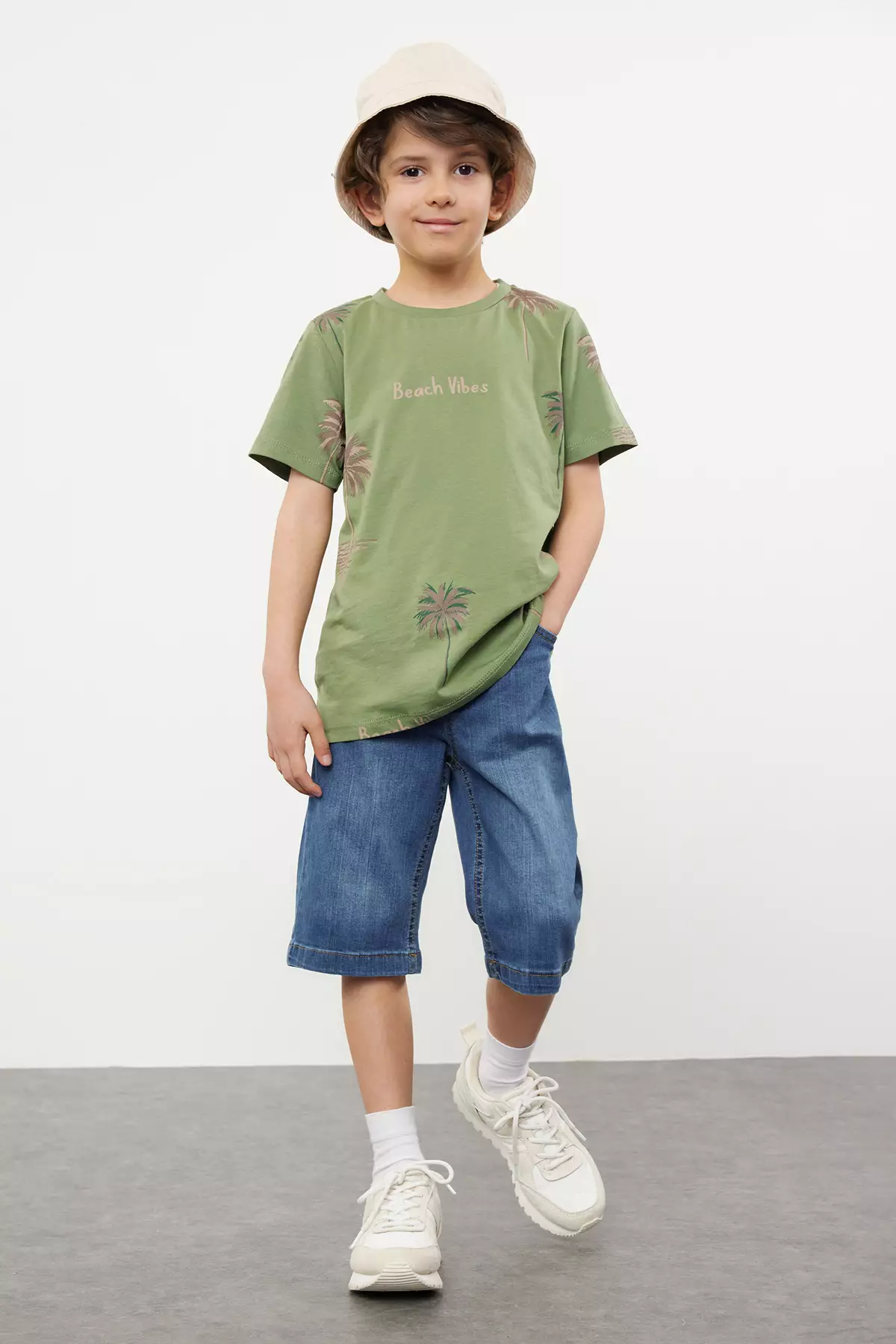 Buy Trendyol Khaki Boy's Shirt And Jeans Pants Set 100% Cotton