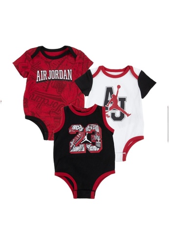 Jordan multi Jordan Boy Newborn's Jumpman March Madness 3 Pieces Bodysuit (0 - 9 Months) - Black / Gym Red / White 4961DKA20C1412GS_1