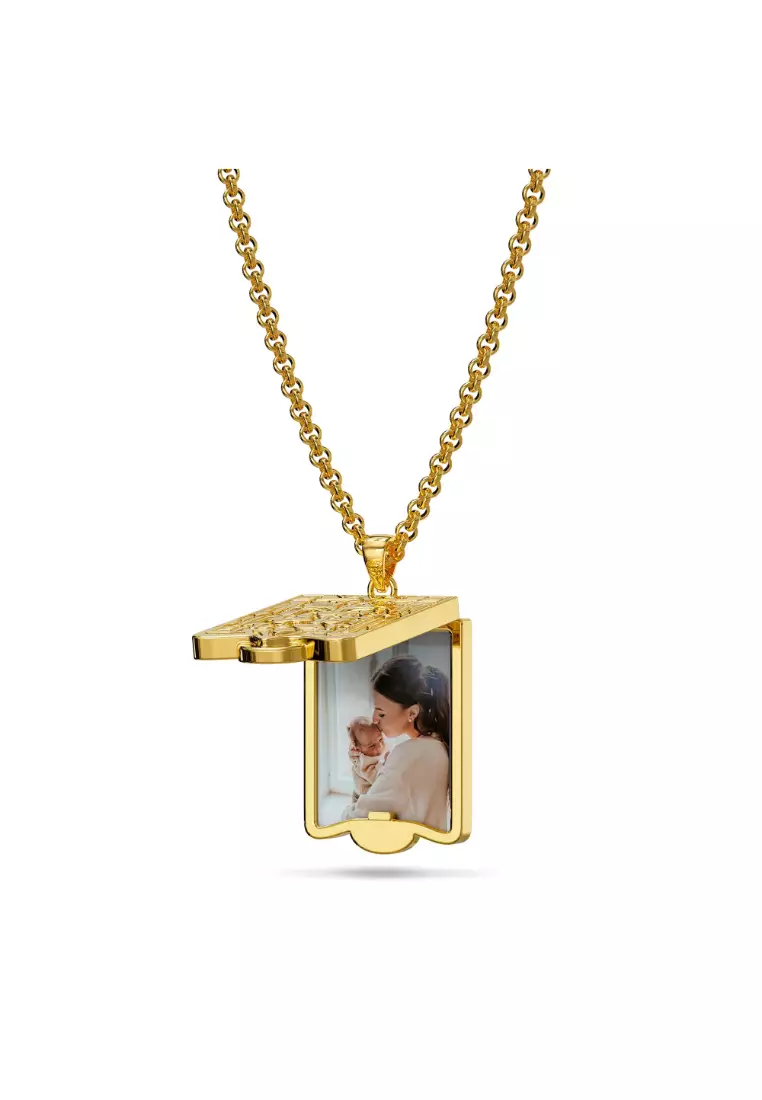 Engraved Shield Locket Necklace