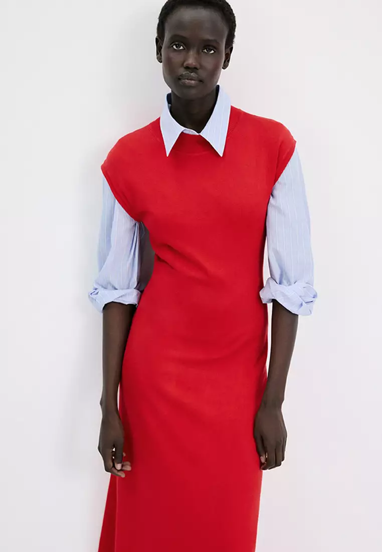 Perkins-Neck Knitted Dress