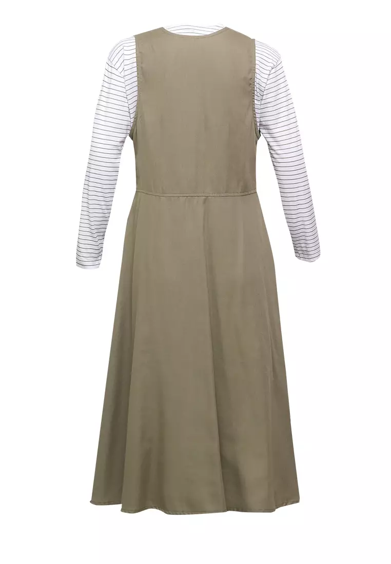 Pito Dito Girl Ubaydhi Gamis Overall Anak Hijau Olive