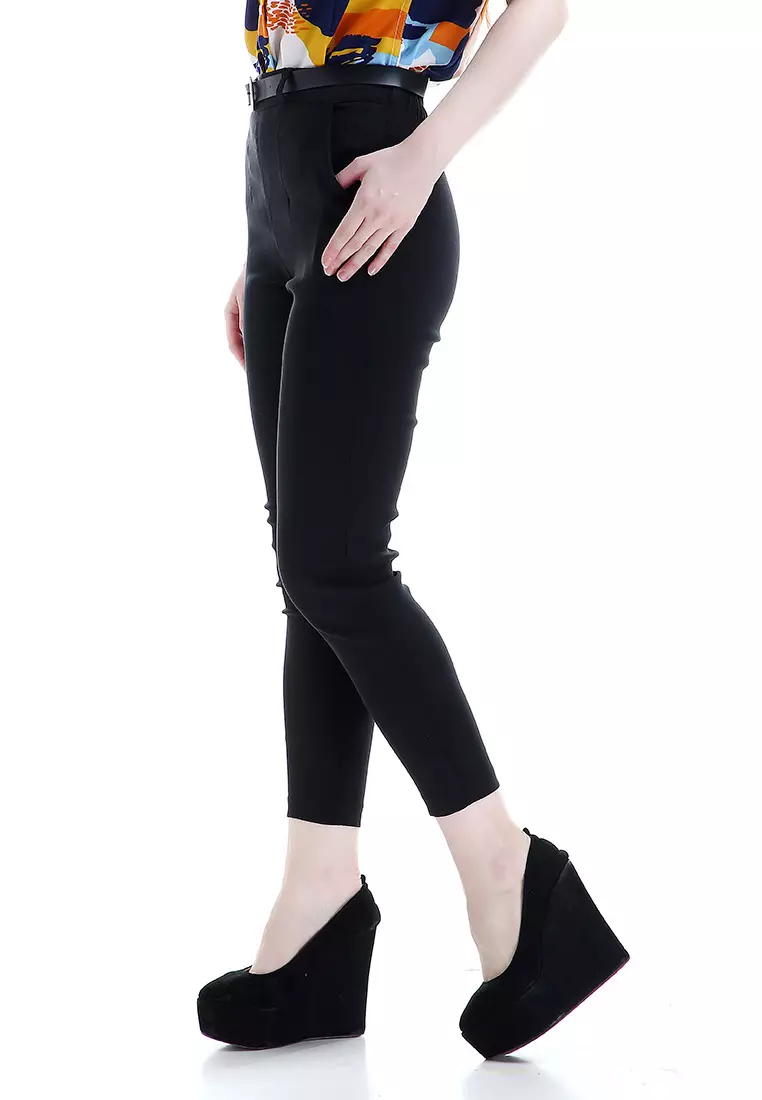 Hazel Celana Chino Wanita Bawahan Kasual Baggy Pants Woman - Hitam