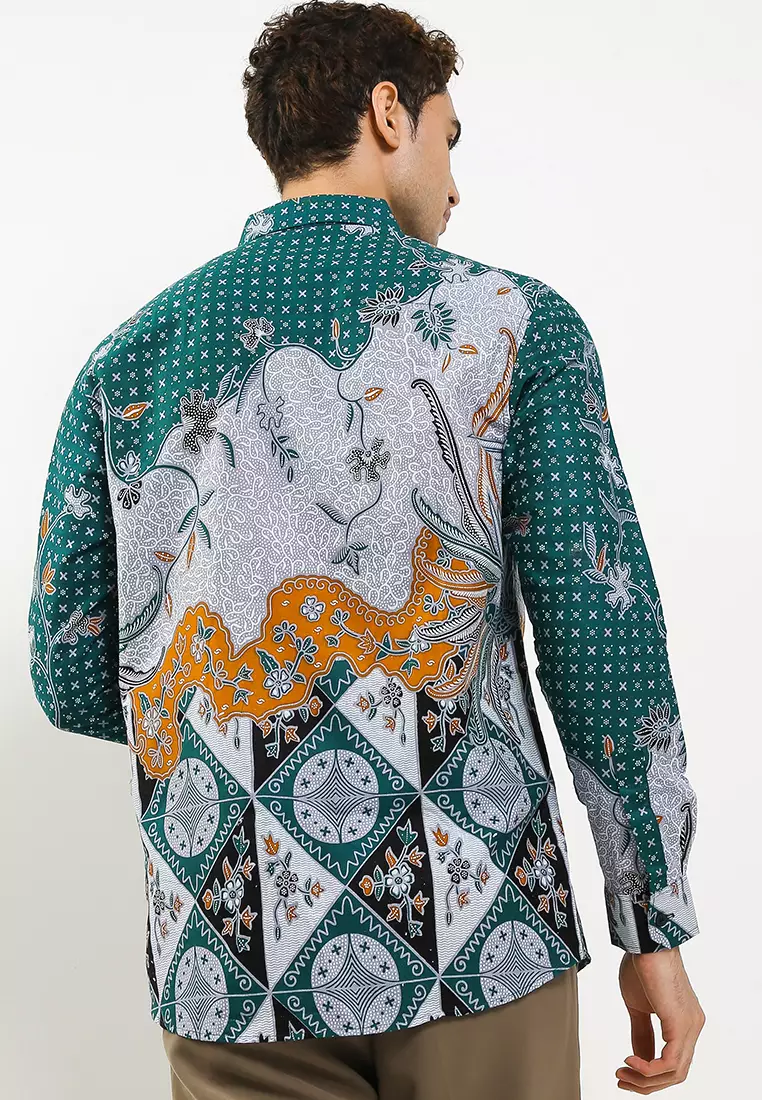 Laksha Kemeja Batik Exclusive Premium Pria Casual Modern Lengan Panjang