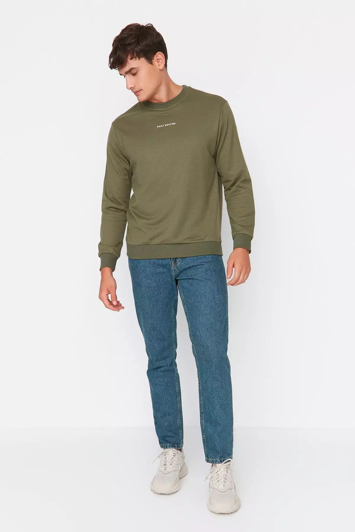 Navy Blue Green Antique Look 100% Cotton Relax Fit Boyfriend Jeans TMNAW23JE00043