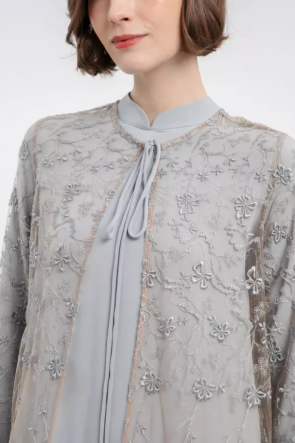 MINIMAL - Basyara - Gamis Bordir Gradasi - Grey Warna Beige