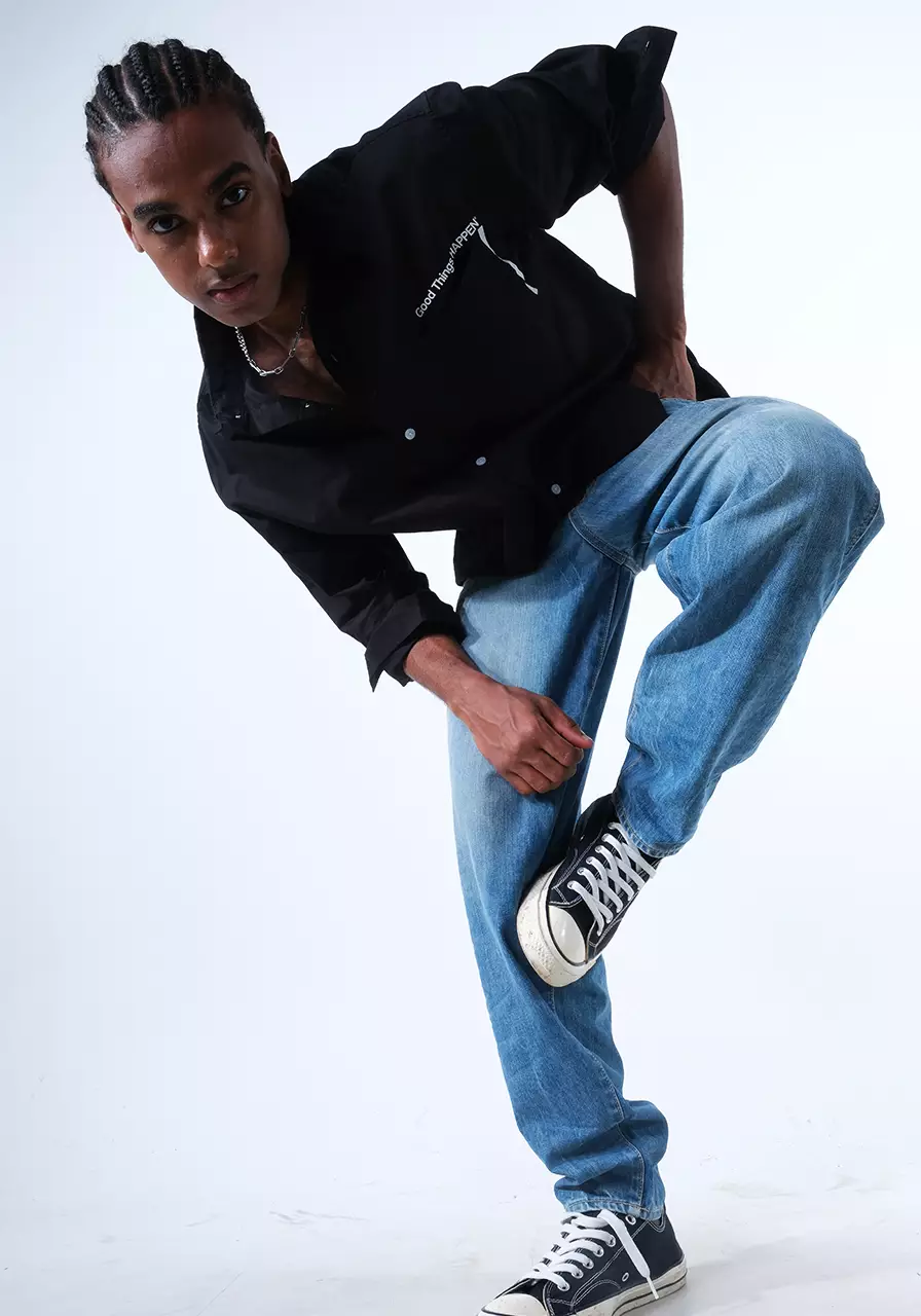 Celana Panjang Jeans Unisex Baggy A8 Medium Blue