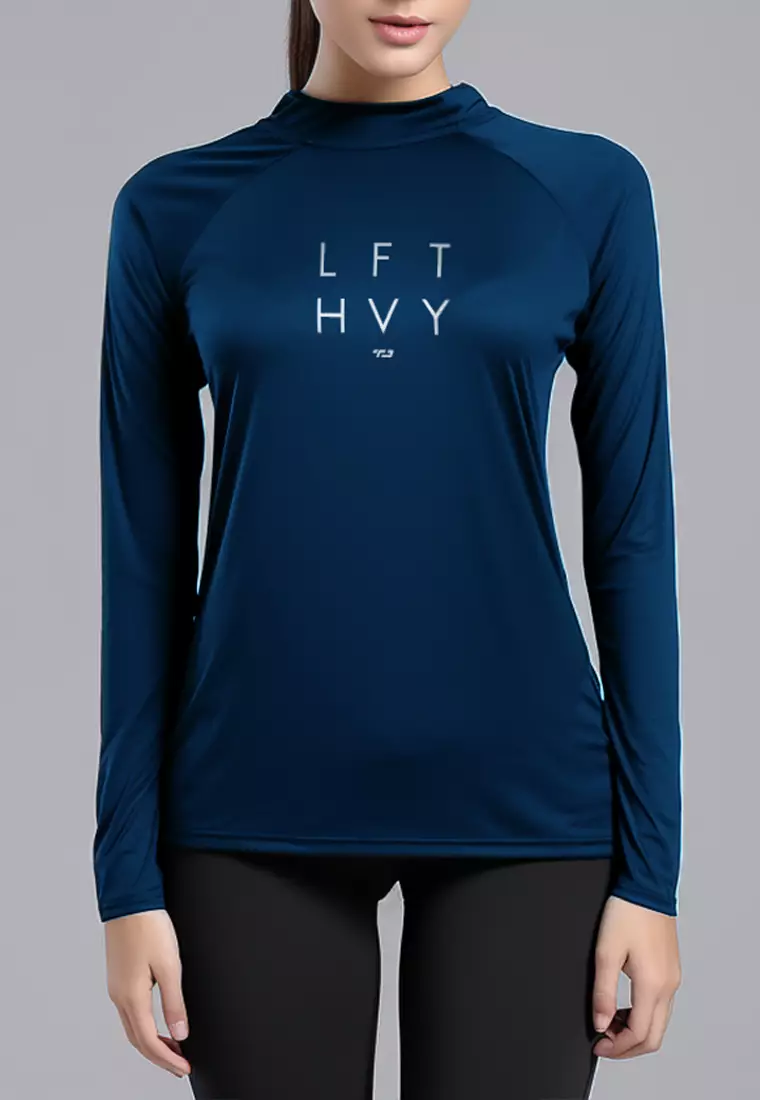 LSD85 Kaos Lengan Panjang Gym "lft hvy" navy